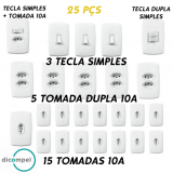 Tomadas e Interruptores 25 Pçs Casa Completa - Mônaco